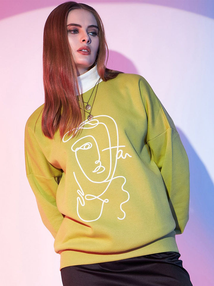 Street 9 Grafik Bercetak Turtle Neck Fleece Pullover Sweatshirt