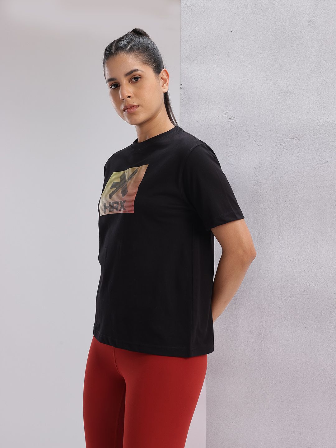 HRX by Hrithik Roshan Women Twin Collection Brand Logo Printed T-shirt