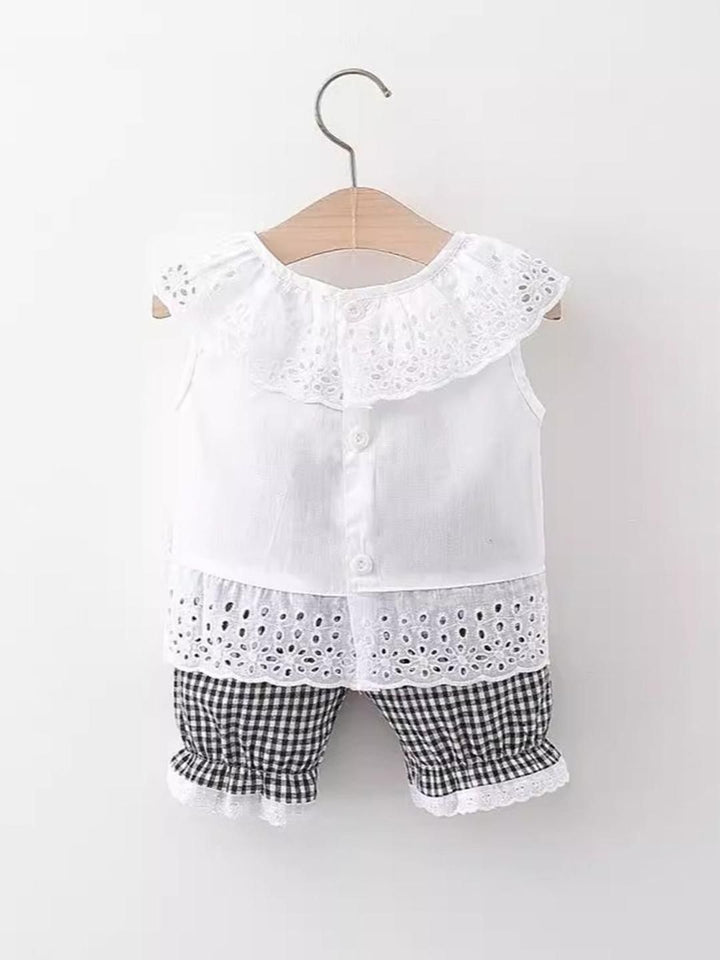 YK Girls Self Design Top With Trousers