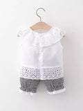 YK Girls Self Design Top With Trousers