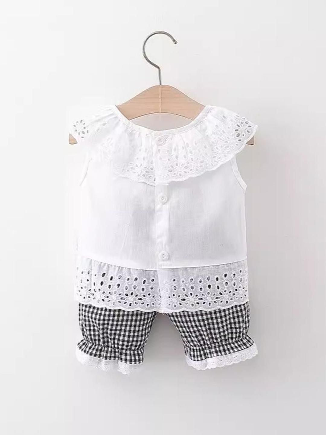 YK Girls Self Design Top With Trousers