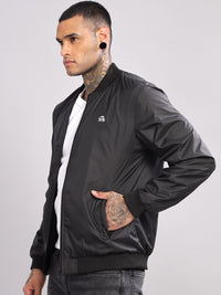 ADRO Men Stand Collar Solid Casual Bomber Jacket