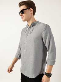 Thomas Scott Men Classic Mandarin Collar Solid Slim Fit Casual Shirt