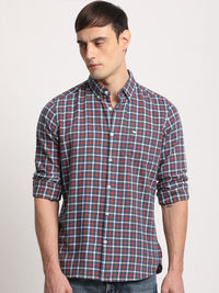 THE BEAR HOUSE Men Checked Slim Fit Button-Down Collar Casual Shirt