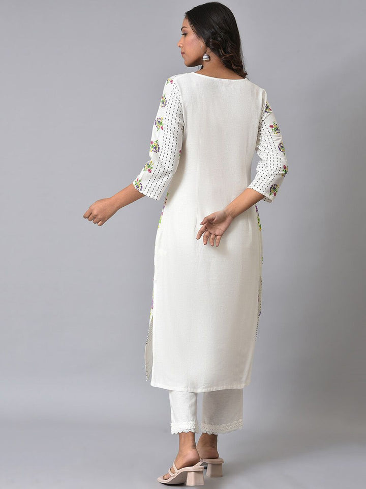 W Floral Printed Straight Kurta with Trousers