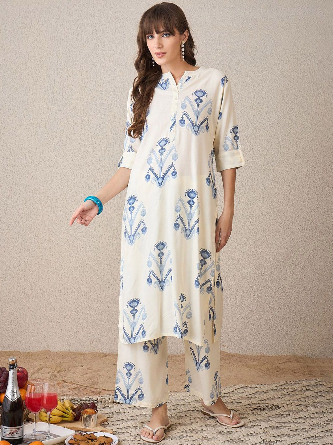 Indo Era Women Printed Regular Kurta with Trousers