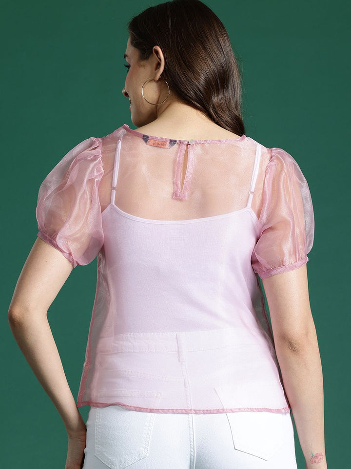 DressBerry Puff Sleeve Sheer Top