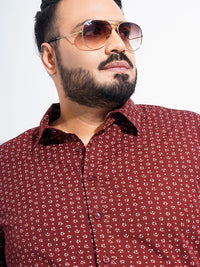 The Indian Garage Co Plus Size Micro Ditsy Printed Cotton Casual Shirt