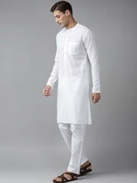 See Designs Men White Solid Pure Cotton Kurta with Pyjamas