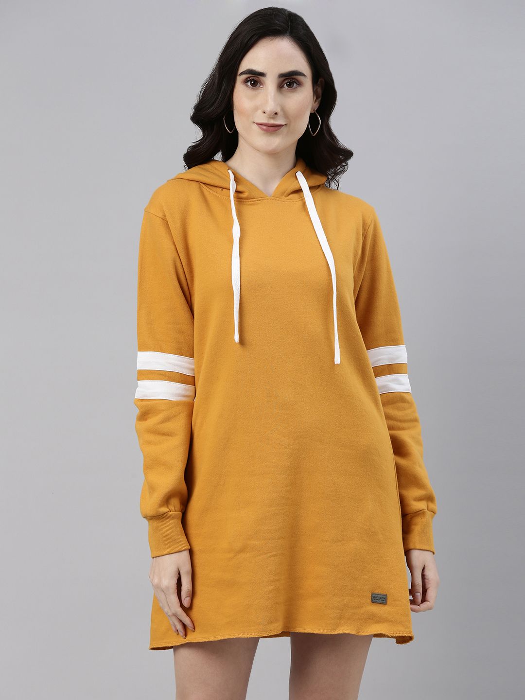 Campus Sutra Women Mustard Yellow Solid Jumper Dress