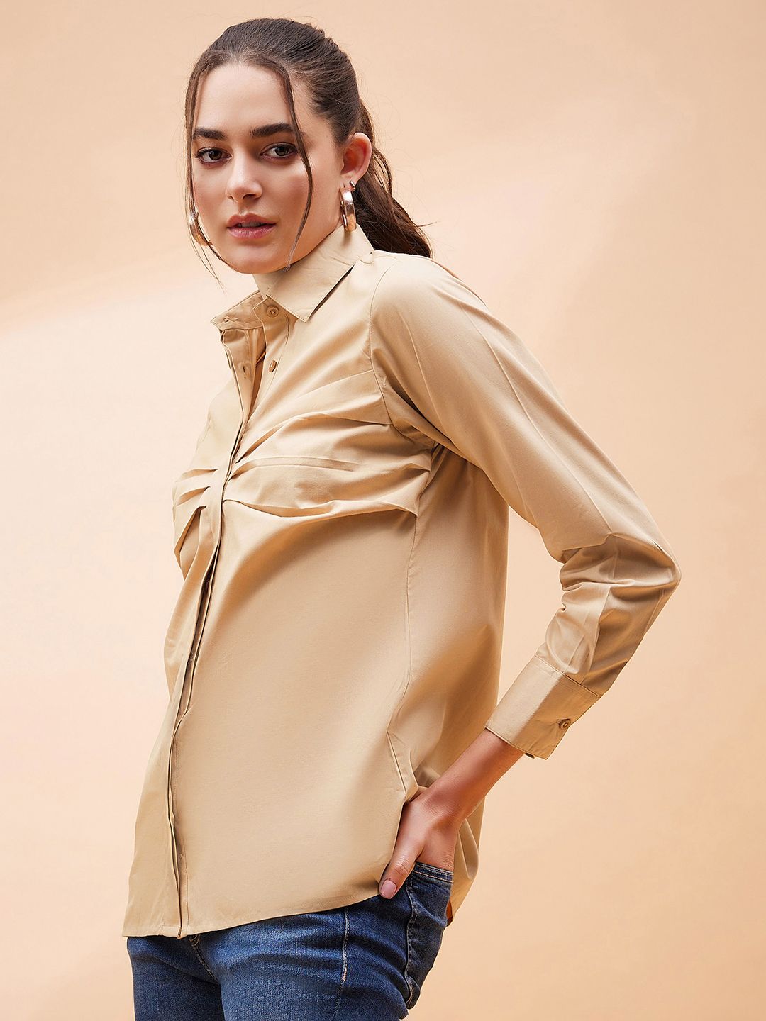 SASSAFRAS BASICS Comfort Spread Collar Long Sleeves Cotton Casual Shirt
