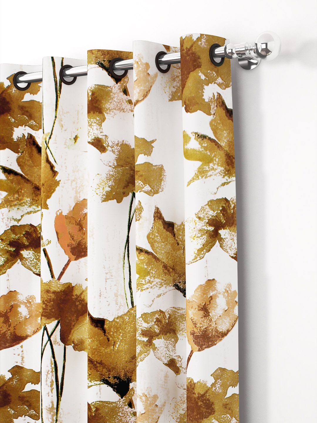Story@home Brown & White 2 Pieces Floral Window Curtain