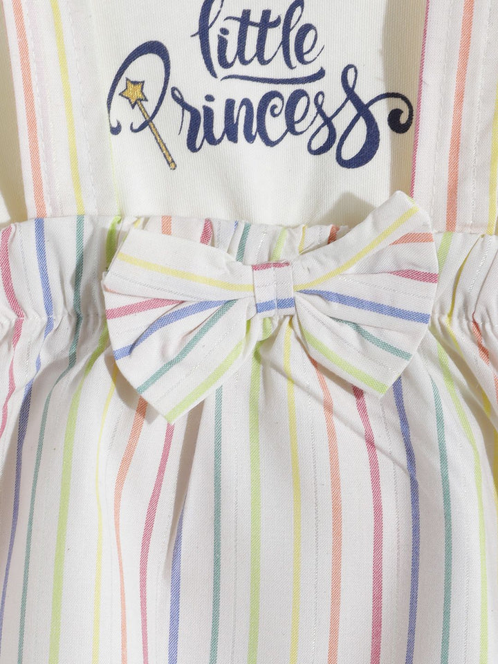 Moms Love Infant Girls Striped Bow Detail Pleated Fit & Flare Dress