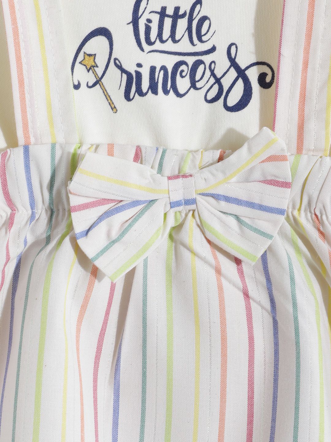 Moms Love Infant Girls Striped Bow Detail Pleated Fit & Flare Dress