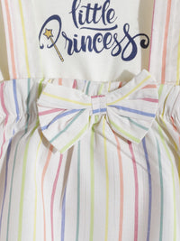 Moms Love Infant Girls Striped Bow Detail Pleated Fit & Flare Dress