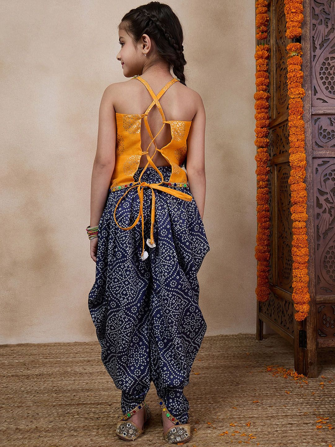 pspeaches V Neck Sleeveless Printed Top & Dhoti Pant Clothing Set