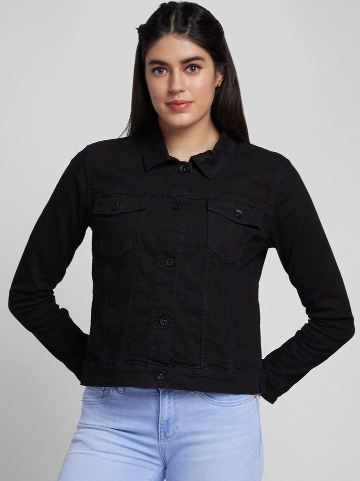 SPYKAR Women Washed Crop Denim Jacket