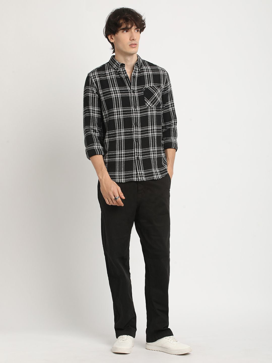 THE BEAR HOUSE Men's Checkered Slim Fit Casual Shit