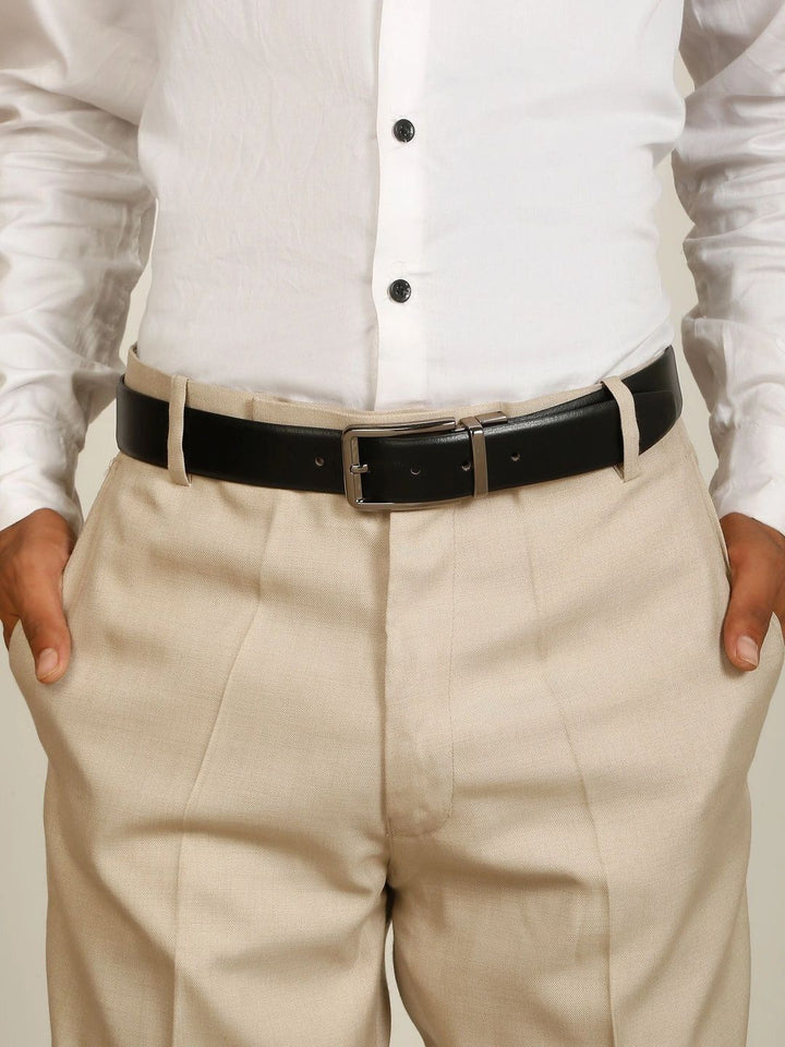 Teakwood Leathers Men Textured Leather Reversible Belt