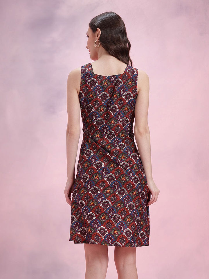 DressBerry Ethnic Motifs Print A-Line Mini Dress