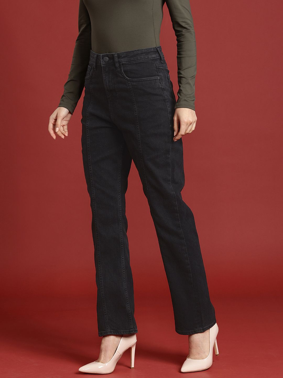 all about you Women Straight Fit High-Rise Light Fade Stretchable Jeans