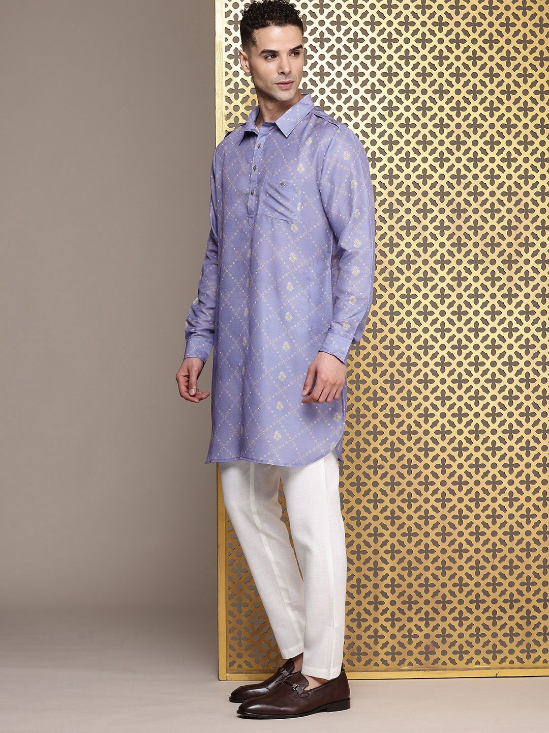 House of Pataudi Floral Printed Pathani Jashn Kurta