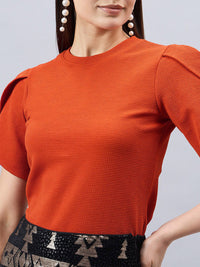 Style Quotient Brown Round Neck Regular Top