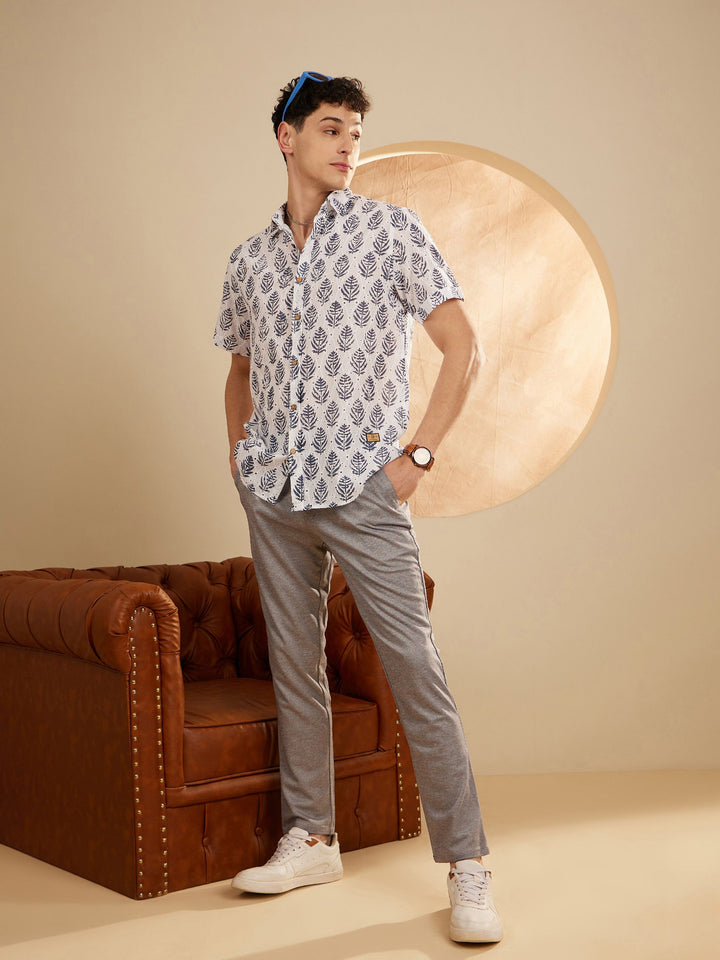 DENNISON Semi Sheer Block Printed Oversized Casual Shirt