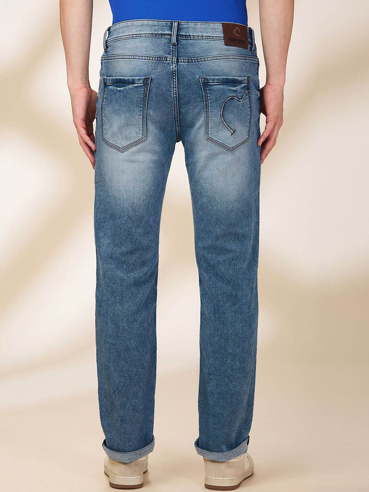 Being Human Men Straight Fit Mid-Rise Heavy Fade Stretchable Jeans