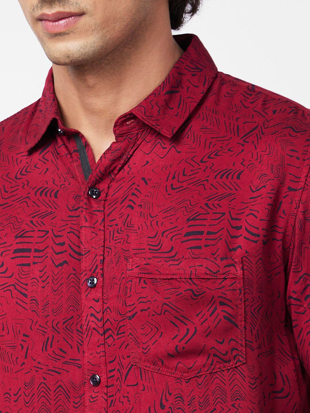 SPYKAR Slim Fit Abstract Printed Opaque Casual Shirt