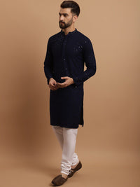 SOJANYA Ethnic Embroidered Sequinned Pure Cotton Kurta & Churidar With Nehru Jacket