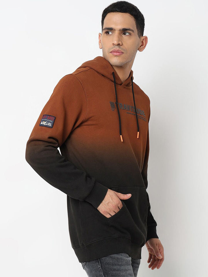 SPYKAR Typography Printed Hooded Cotton Sweatshirt