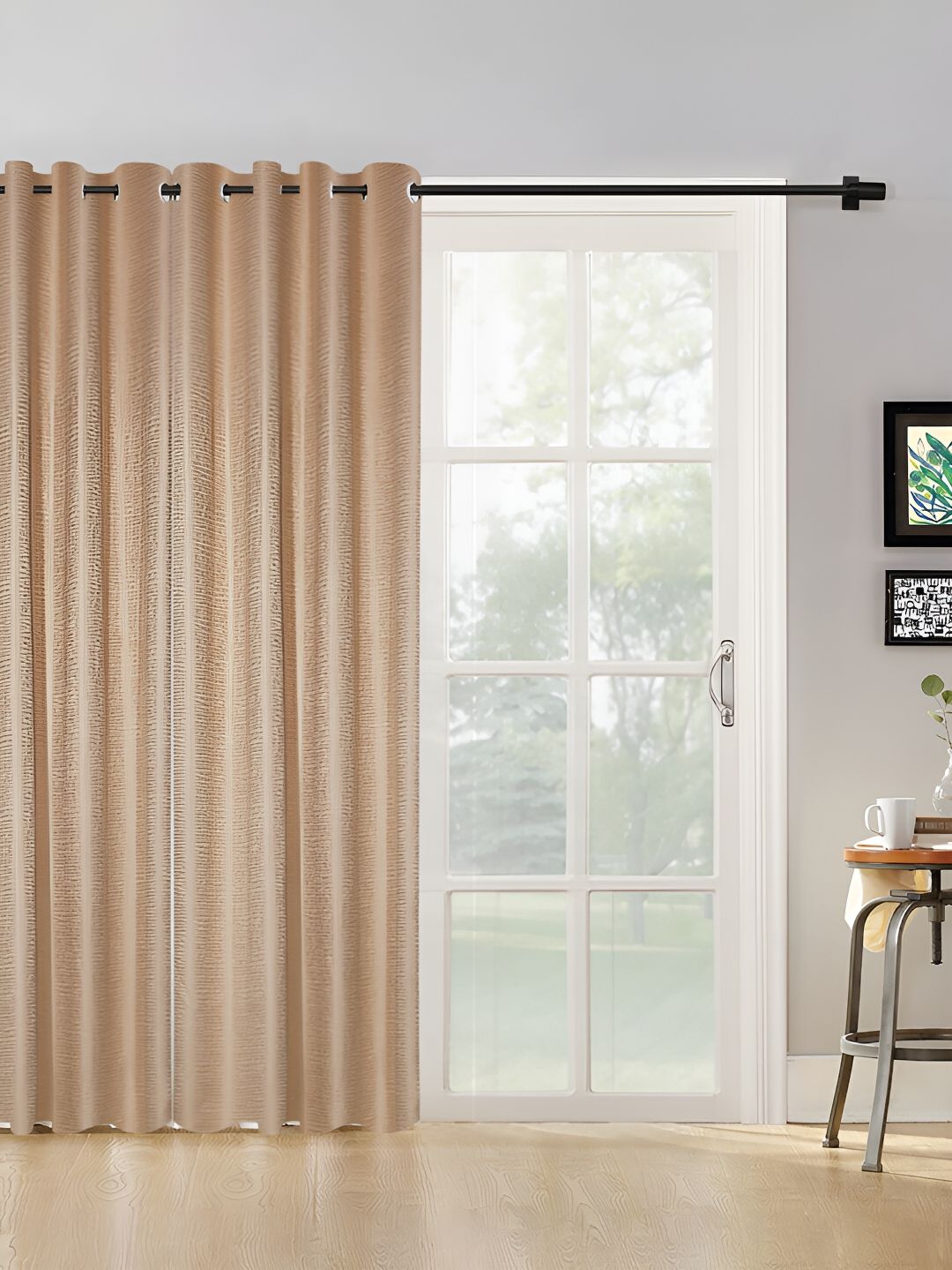 HOSTA HOMES Beige Black Out Door Curtain