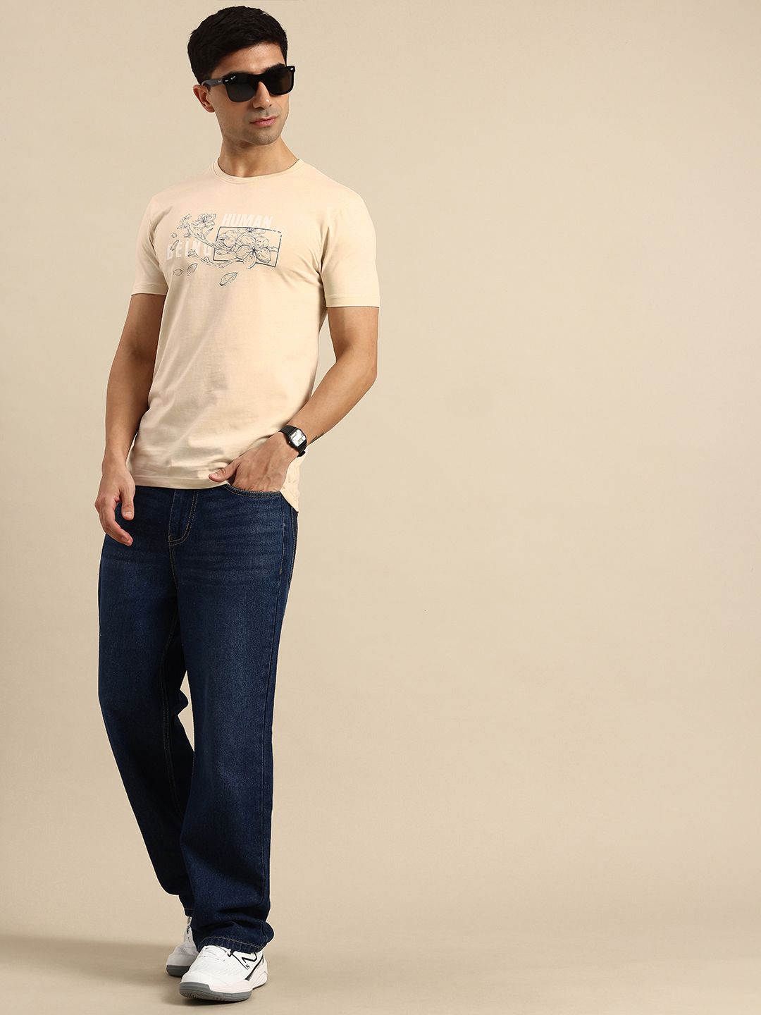 Being Human Brand Logo Printed Pure Cotton Slim Fit T-shirt