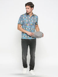 Being Human Geometric Printed Polo Collar Regular Fit Cotton Regular T-shirt