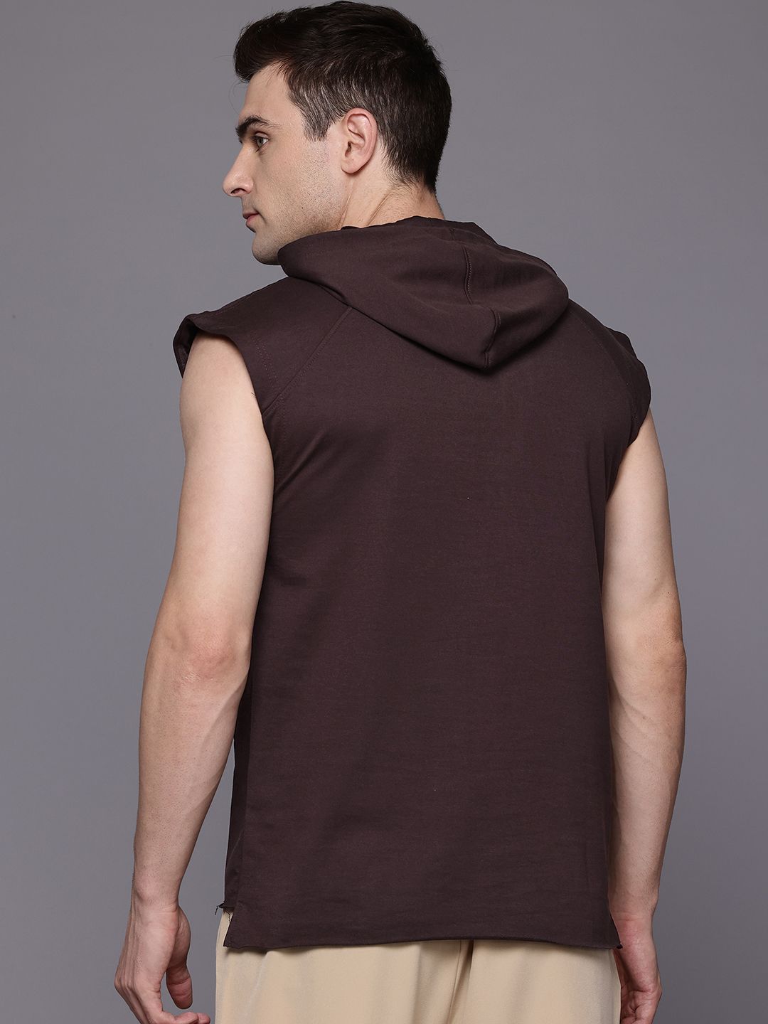 HRX by Hrithik Roshan Typography Print Raw Step-Hem Raglan Panel Hooded Sweatshirt