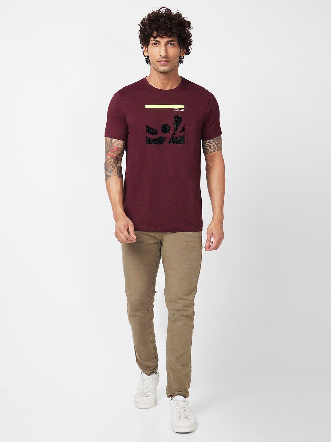 SPYKAR Abstract Printed Slim Fit Cotton T-shirt