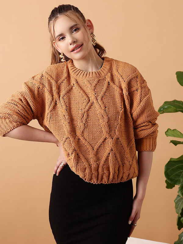 STREET 9 Cable Knit Ribbed Sweater