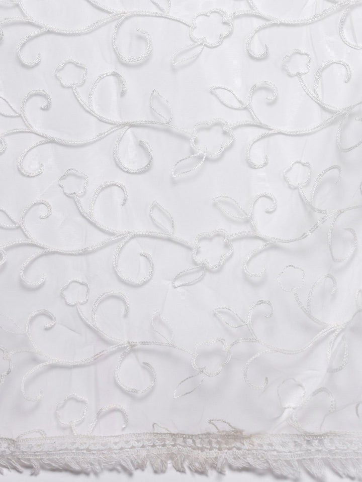 Varanga Floral Embroidered Chikankari Kurta With Trousers & Dupatta