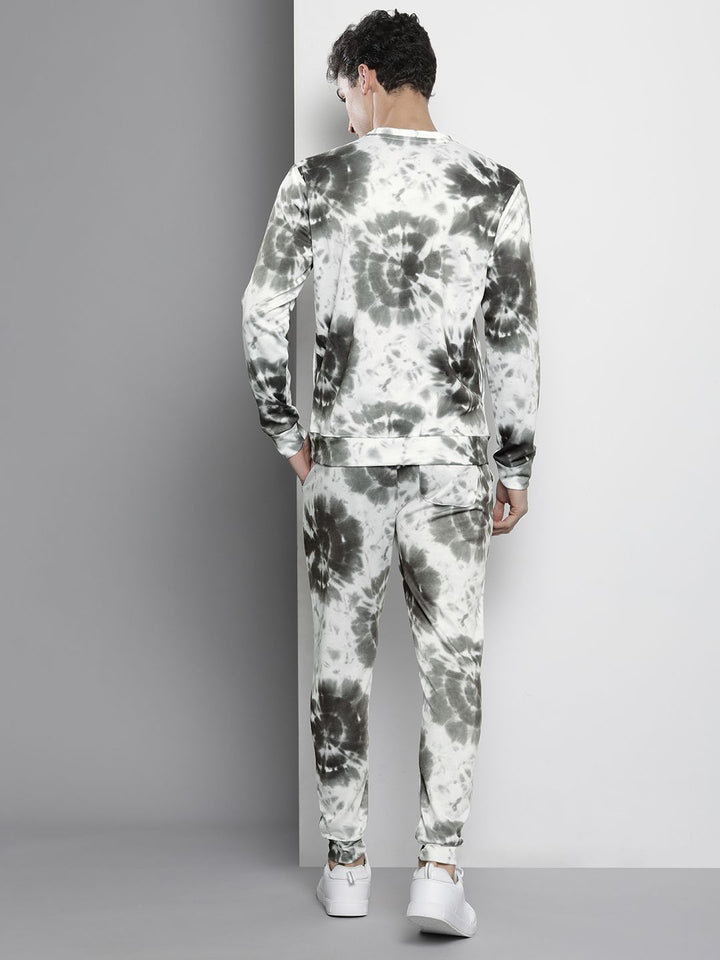 The Indian Garage Co Men Off-White & Charcoal Grey Dyed Sweatshirt & Joggers Set