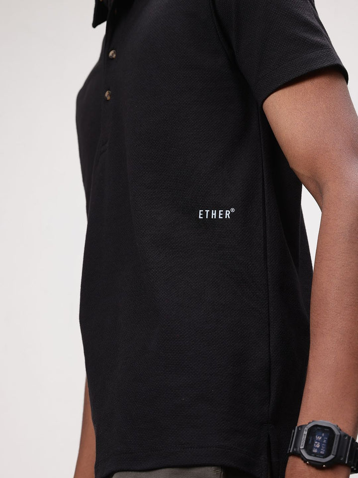 ether 365 Essentials Polo Collar Textured T-shirt