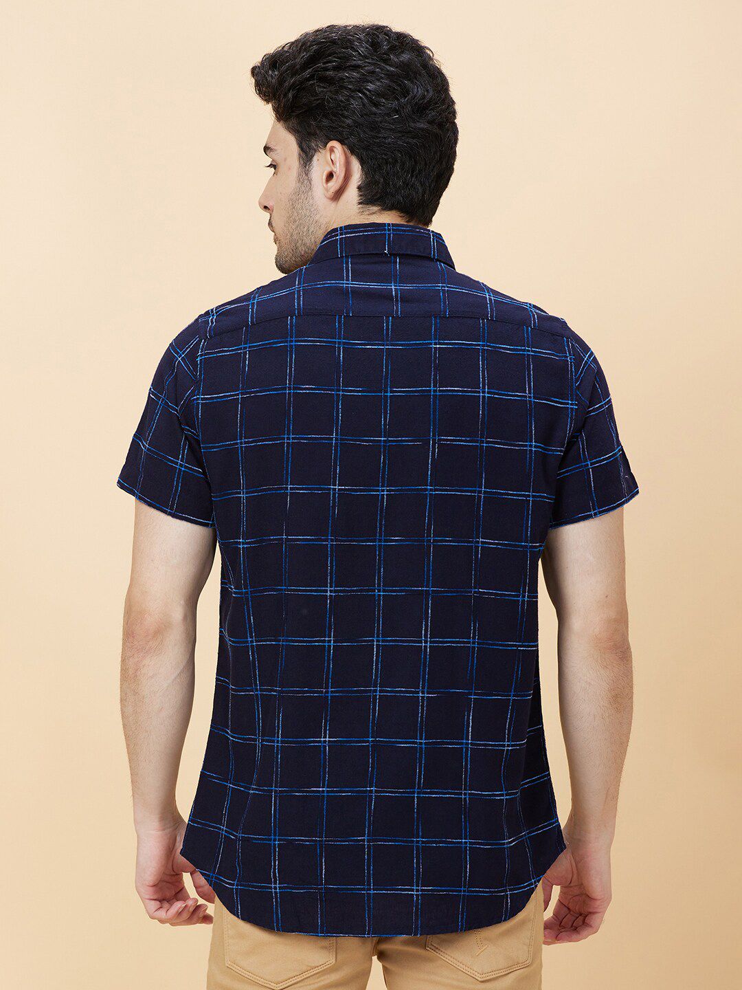 Being Human Slim Fit Windowpane Checks Spread Collar Short Sleeves Casual Shirt
