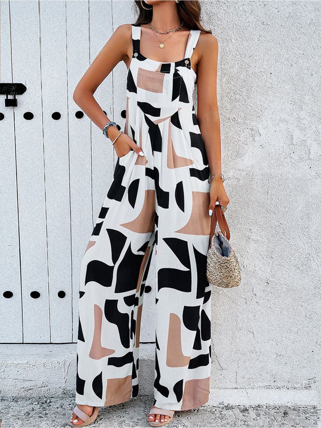 all about you Printed Shoulder Straps Basic Jumpsuit