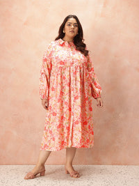 all about you Floral Print Shirt Style Midi Dress
