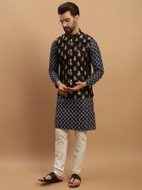 SOJANYA Ethnic Motifs Embroidered Kurta with Churidar & Nehru Jacket