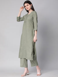 KALINI Striped Straight Kurta with Trousers