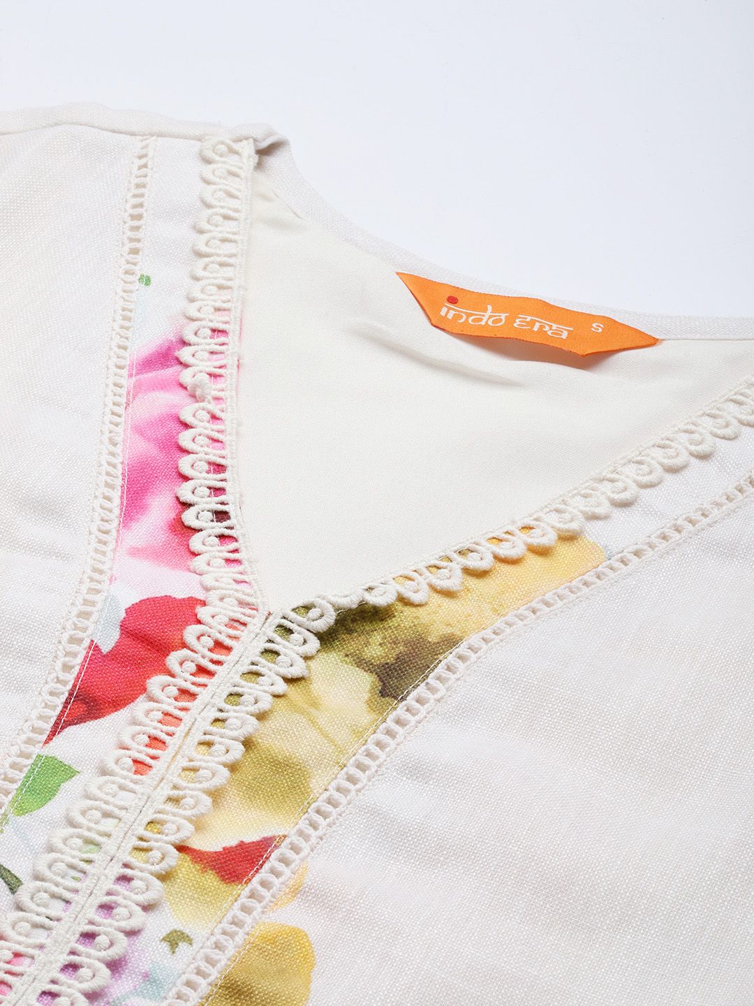 Indo Era Floral Printed Beads and Stones Linen Kurta with Trousers & With Dupatta