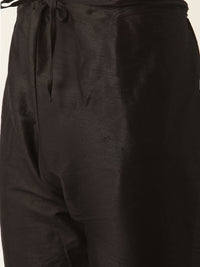 SOJANYA Men Black Kurta with Churidar & Nehru Jacket