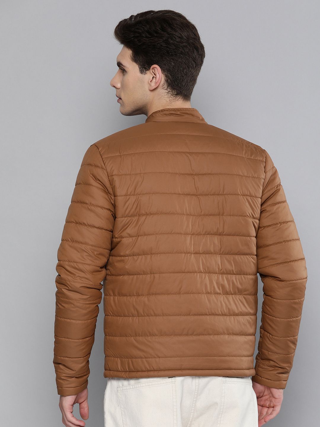 The Indian Garage Co Men Zip-Front Puffer Jacket with Zipper Pockets