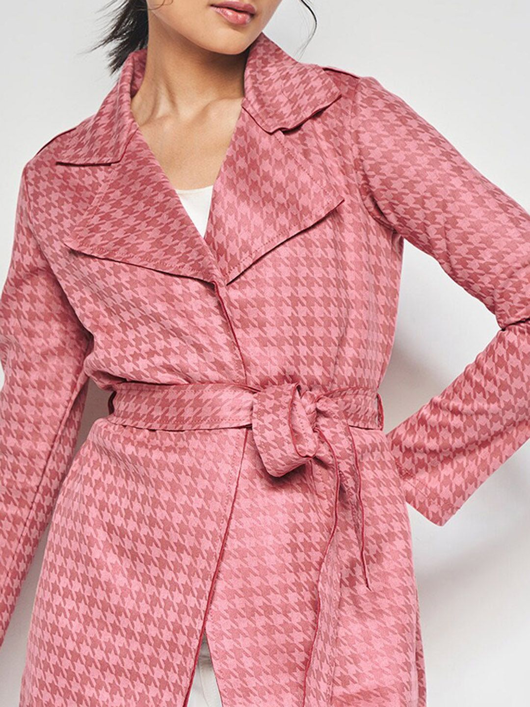 AND Lapel Collar Checked Longline Tailored Jacket
